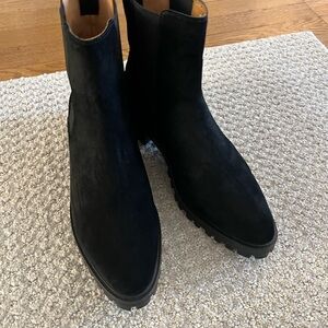 Quince Sleek Black Suede Ankle Boots for Women